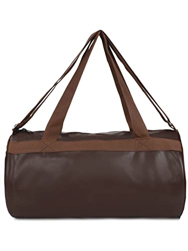 Brown Faux Leather Sports Duffel Gym Bag (22 Ltrs) - Image 6