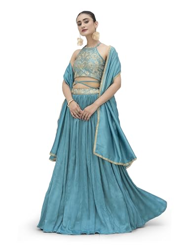 PURVAJA Women's Silk Semi-Stitched Lehenga choli