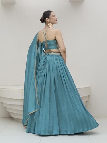 PURVAJA Women's Silk Semi-Stitched Lehenga choli - Image 3