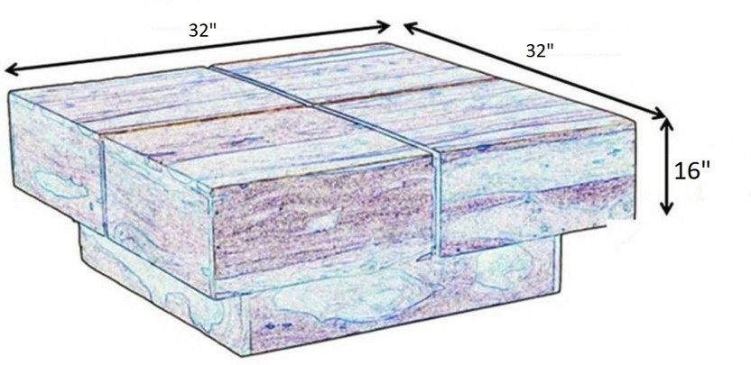 LOONART Solid Wood Coffee Table