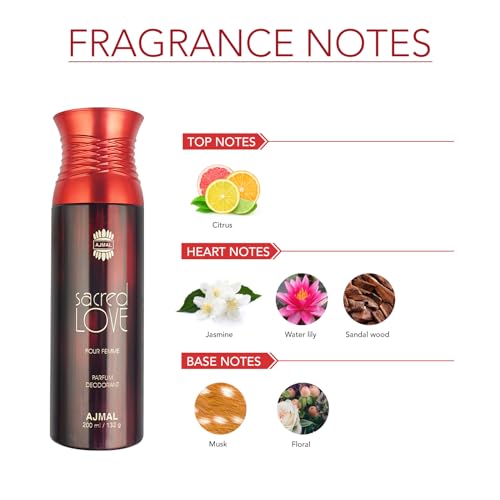 Ajmal Sacred Love Perfume Deodorant 200ml Body Spray Gift For Women - Image 3