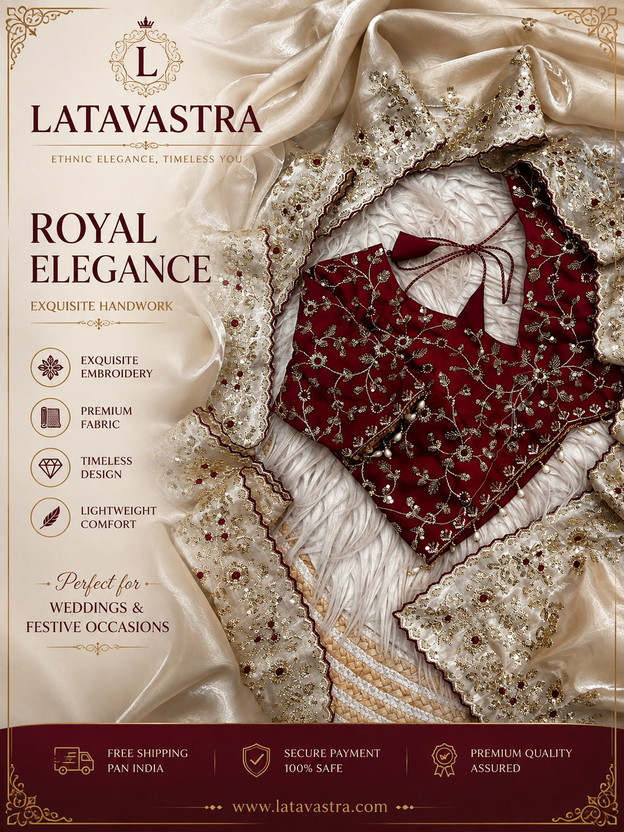 Latavastra Embroidered, Embellished, Floral Print