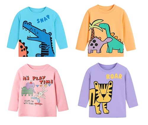 Lush Plush Boys Cotton Full Sleeves Printed T-Shirt (Multicolor) Combo Pack