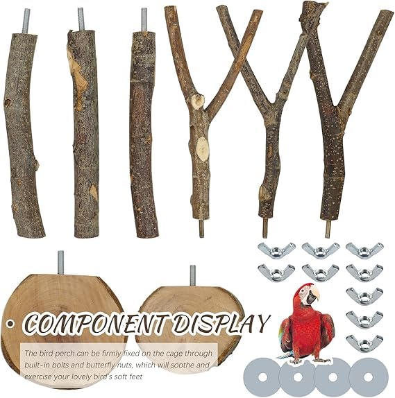 8 Pieces Natural Wood Bird