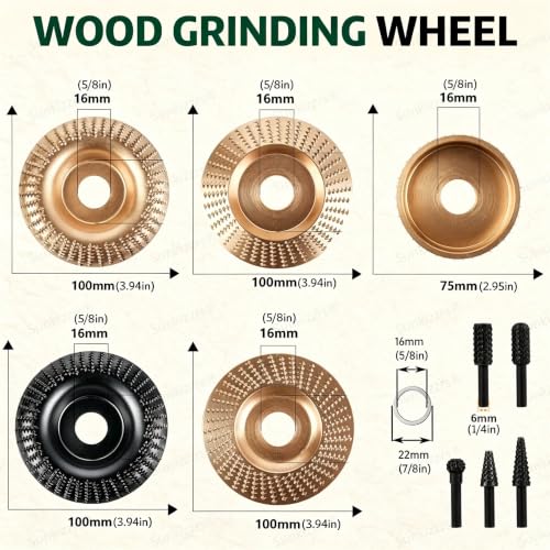Sunkizzrs® 14-Pcs Wood Carving Disc Set for 100/125mm Angle Grinder - Image 3