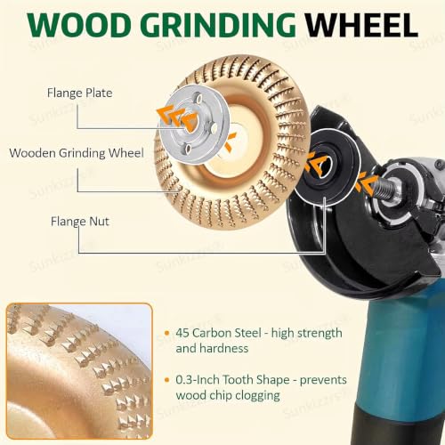 Sunkizzrs® 14-Pcs Wood Carving Disc Set for 100/125mm Angle Grinder - Image 5