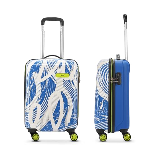 Skybags Stroke Printed Cabin Size Hard Case Trolley Bag, Blue-White - Image 3