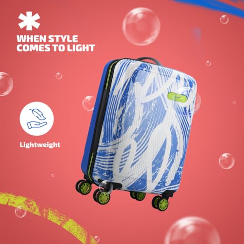 Skybags Stroke Printed Cabin Size Hard Case Trolley Bag, Blue-White - Image 5