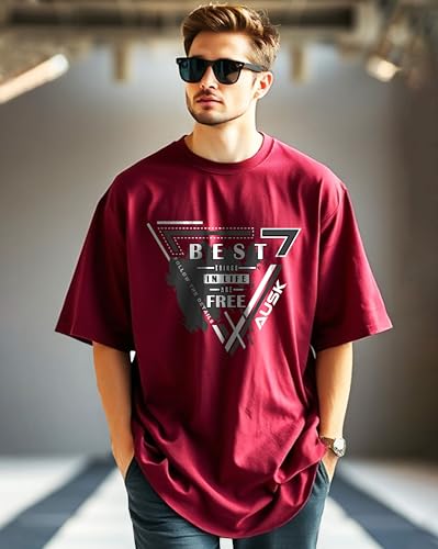 AUSK T-Shirt for Mens with Round Neck Oversized Drop Shoulder - Image 2