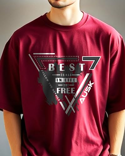 AUSK T-Shirt for Mens with Round Neck Oversized Drop Shoulder - Image 5