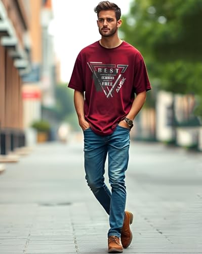 AUSK T-Shirt for Mens with Round Neck Oversized Drop Shoulder - Image 6