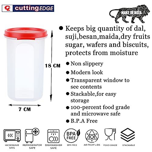 Cutting EDGE 585ML Smart Slim Storage Airtight Container-Red,Set of 6 - Image 5