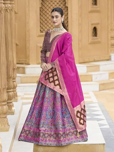 PURVAJA Women's Kanjiwaram Semi-Stitched Lehenga choli - Image 2