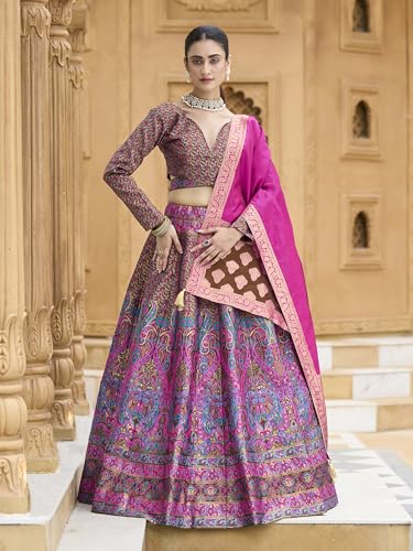 PURVAJA Women's Kanjiwaram Semi-Stitched Lehenga choli - Image 3
