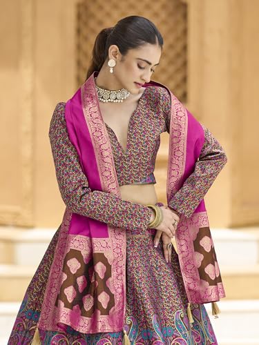PURVAJA Women's Kanjiwaram Semi-Stitched Lehenga choli - Image 4