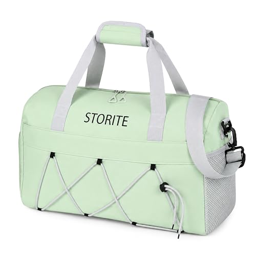Storite Travel Duffel Bag with Shoe Compartment, Bean Green, 48.5x17.5x27cm