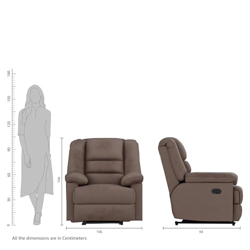 Amazon Brand - Solimo Musca 1 Seater Fabric Recliner (Brown) - Image 3