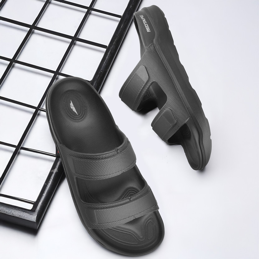 RED TAPE Men Slides (Black , 8)