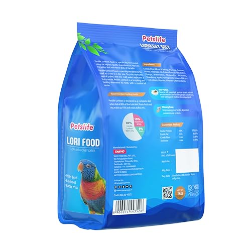 Petslife 30-4352 Lori Bird Food (1 Kg, Multicolor), All Life Stages - Image 3