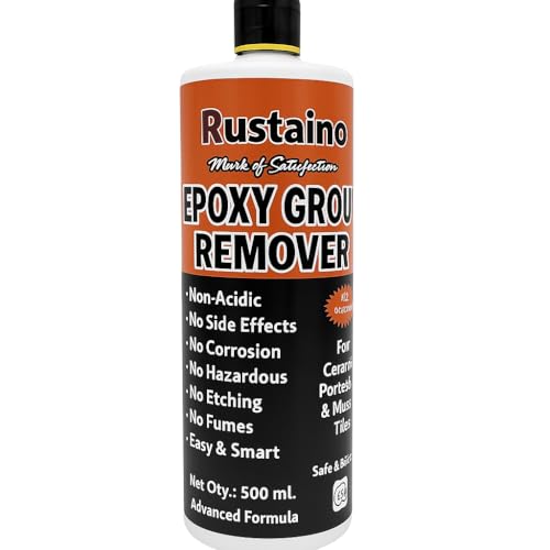 RUSTAINO Non-Acidic Epoxy Grout Remover Liquid 500ml | Heavy Duty Cleaner for Tiles, Natural Stone, Ceramic & Porcelain | Removes Epoxy Grout & Stains Safely