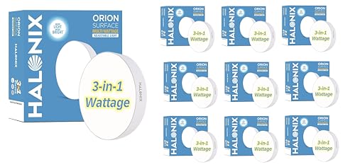 Halonix 3 in 1 Multi Wattage 15W,8W,2W Surface Ceiling Light for Home | Round Led Surface Downlighter| Round Ceiling Light | Surface Downlighter for Ceiling| Pack 10
