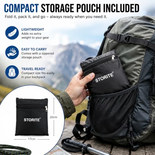 Storite Big Size Rain Cover for 55L to 75L Rucksack Backpack, Black - Image 6