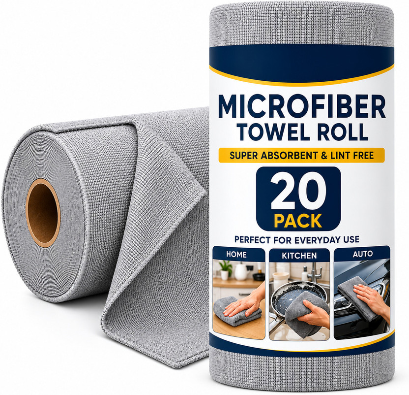 KRIOVELLEA Microfiber Cleaning Cloth Roll