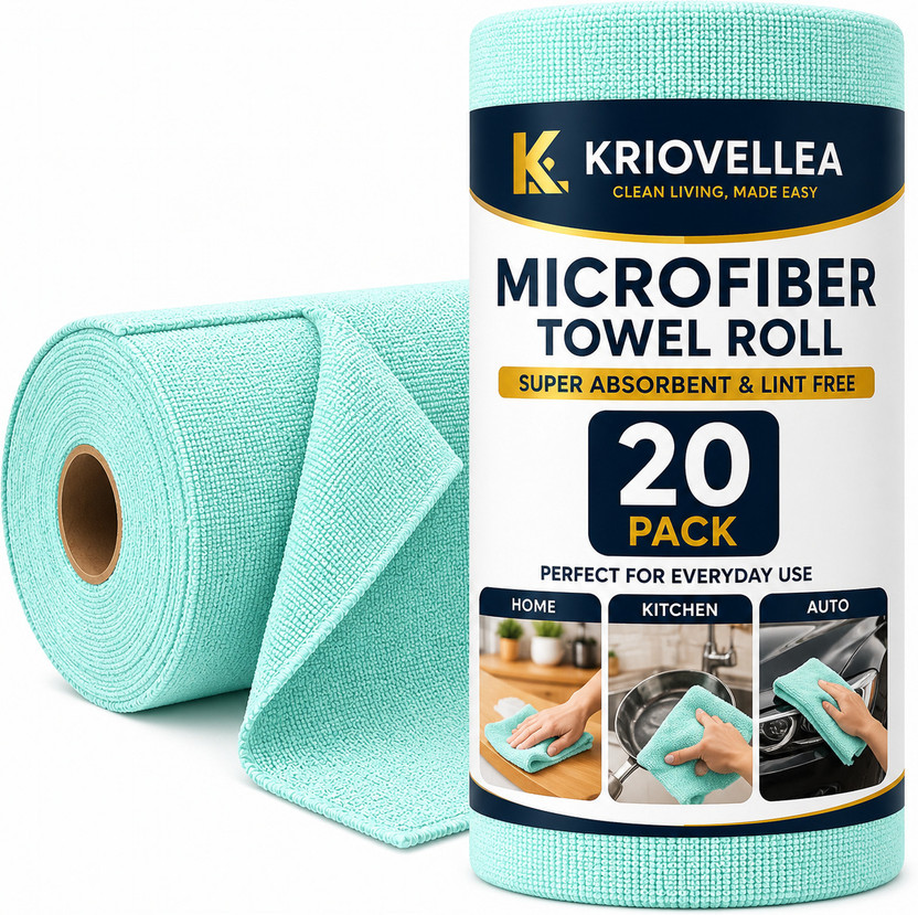 KRIOVELLEA Microfiber Cleaning Cloth Roll