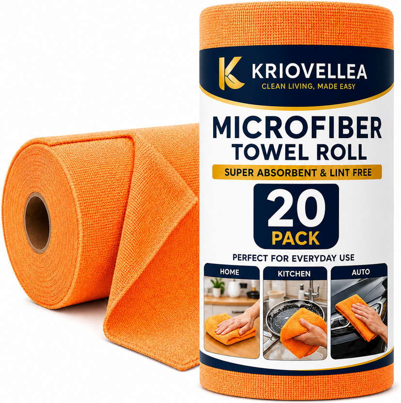 KRIOVELLEA Microfiber Cleaning Cloth Roll