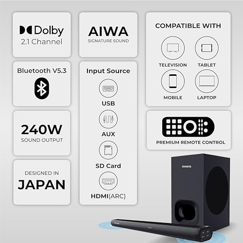 Aiwa Soundbar with Bluetooth V5.3
