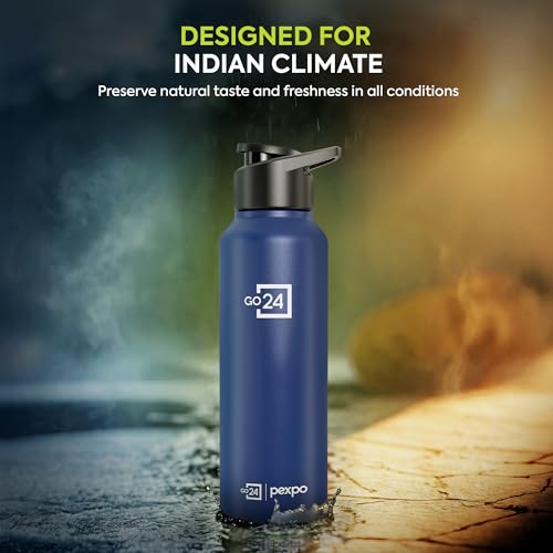 Go24 pexpo Stainless Steel Water Bottle Chromo Denim Blue 750ml - Image 4