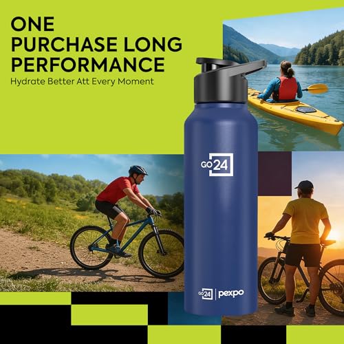 Go24 pexpo Stainless Steel Water Bottle Chromo Denim Blue 750ml - Image 5