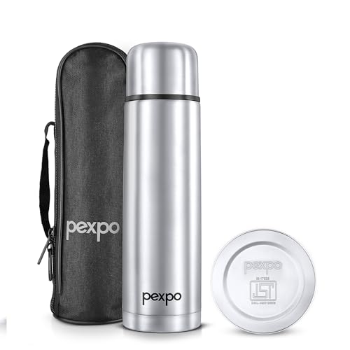 Go24 pexpo Stainless Steel Water Bottle Flamingo Silver 1000ml