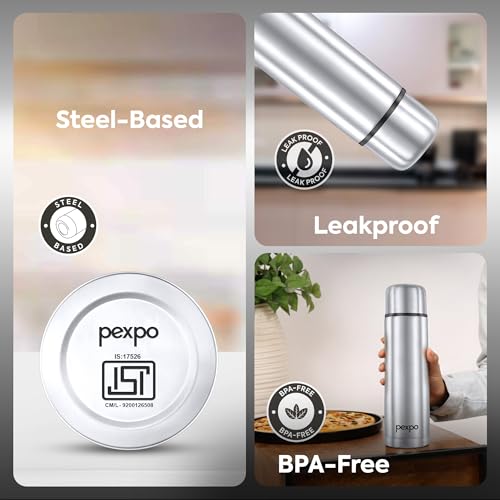 Go24 pexpo Stainless Steel Water Bottle Flamingo Silver 1000ml - Image 5