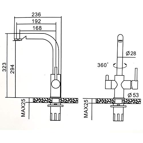 ALTON LEO13055, Brass, 3-in-1 Kitchen Faucet with Water Filter, Chrome - Image 2