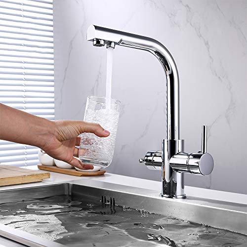 ALTON LEO13055, Brass, 3-in-1 Kitchen Faucet with Water Filter, Chrome - Image 3