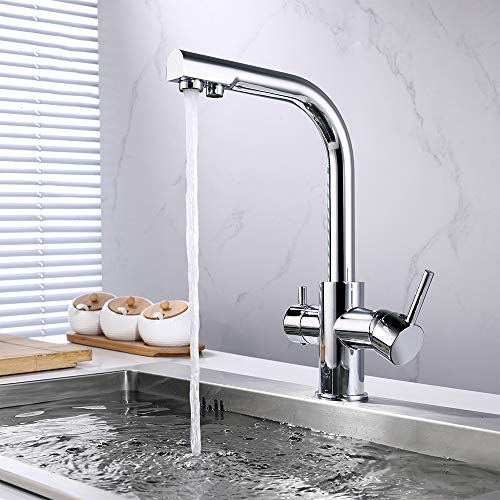 ALTON LEO13055, Brass, 3-in-1 Kitchen Faucet with Water Filter, Chrome - Image 4