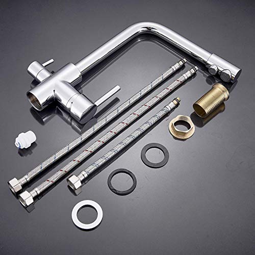 ALTON LEO13055, Brass, 3-in-1 Kitchen Faucet with Water Filter, Chrome - Image 6