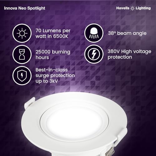 Havells INNOVA NEO LED SPOT Light 8W 6K Round, LED Ceiling Light - Image 5