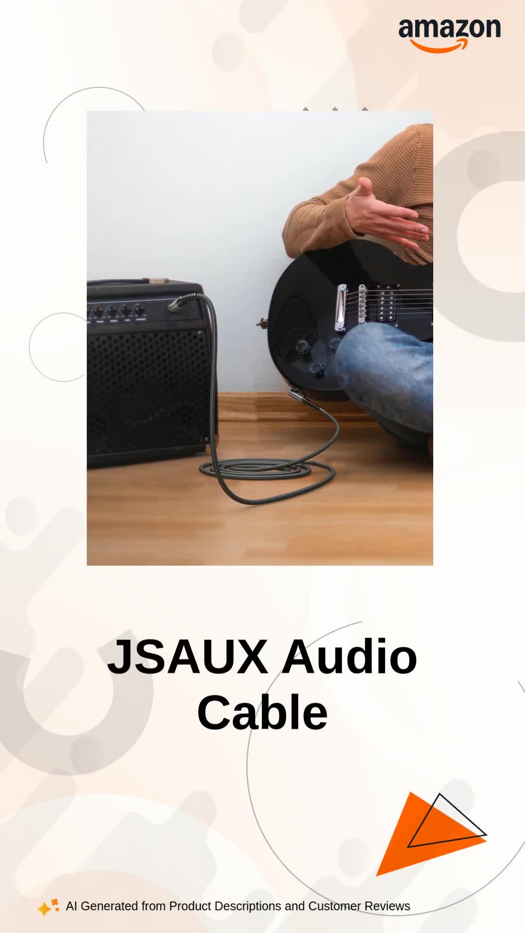 JSAUX Electric Guitar Cable 3M 6.35 to 6.35 mm Right Angle Connection - Image 2
