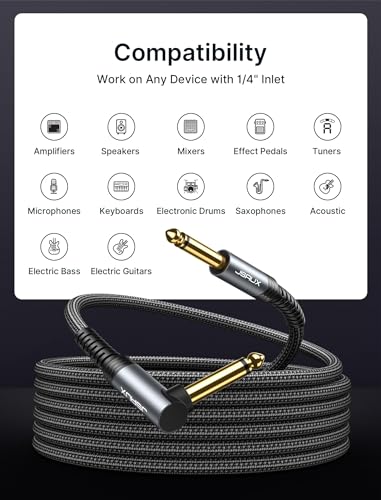 JSAUX Electric Guitar Cable 3M 6.35 to 6.35 mm Right Angle Connection - Image 5