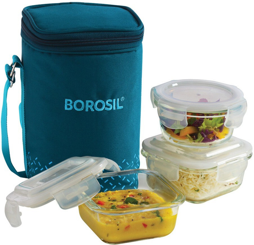 BOROSIL Teal Bag, 3 Pc (320 ml x 2 + 240ml x 1 ), Office Tiifin 3...more