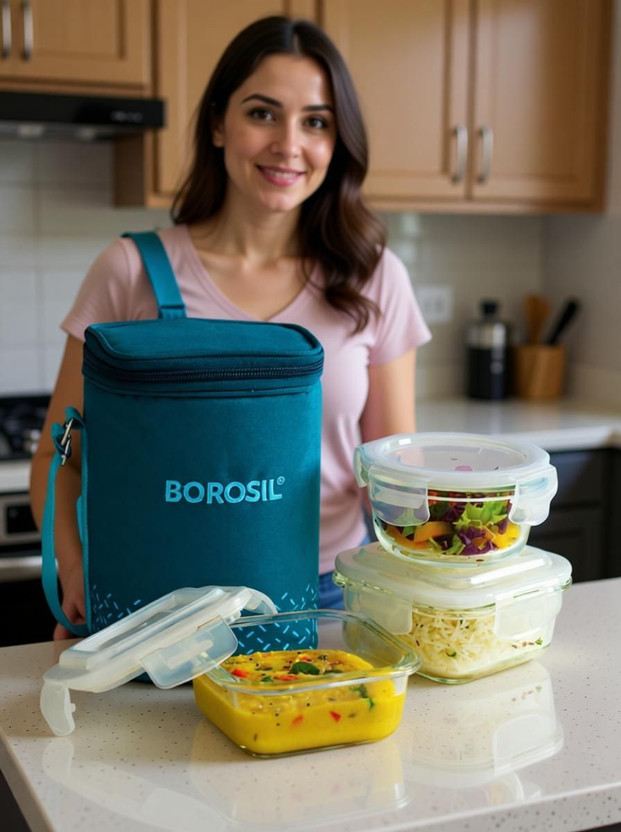 BOROSIL Teal Bag, 3 Pc