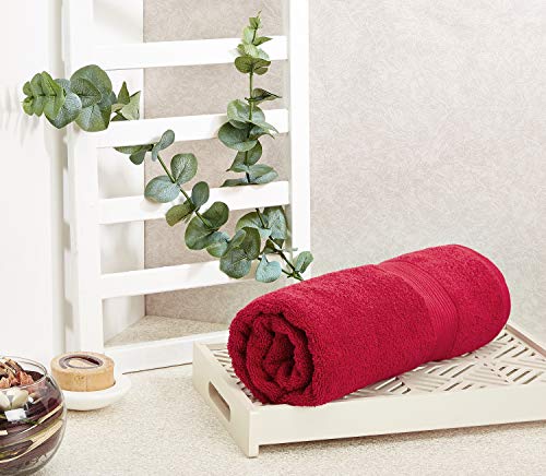 Amazon Brand - Solimo 100% Cotton Bath Towel, 500 GSM (Spanish Red) - Image 3