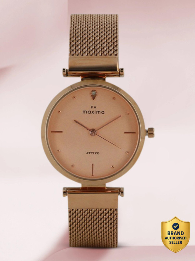 MAXIMA Attivo Collection Rose Gold, Water‑Resistant, Slim Dial An...more