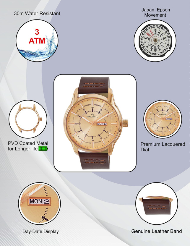 MAXIMA Attivo Rose Gold Analog Watch - For Men O-68611LMGR - Image 4