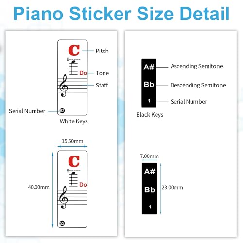 GLUN ® Piano Keyboard Stickers