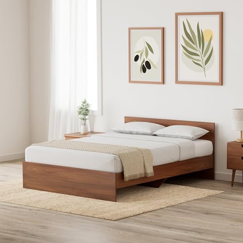 Amazon Brand - Solimo Medusa Engineered Wood Queen Bed (Walnut Finish)
