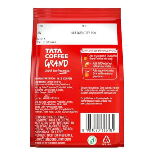 Tata Premium Instant Coffee, 90g/100g