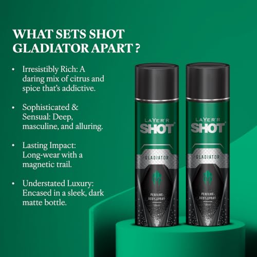 Layer'r Shot Gladiator Body Spray for Men, 120ml Pack of 2 - Image 5